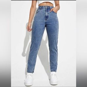 High Waisted Medium Wash Mom Fit Jeans